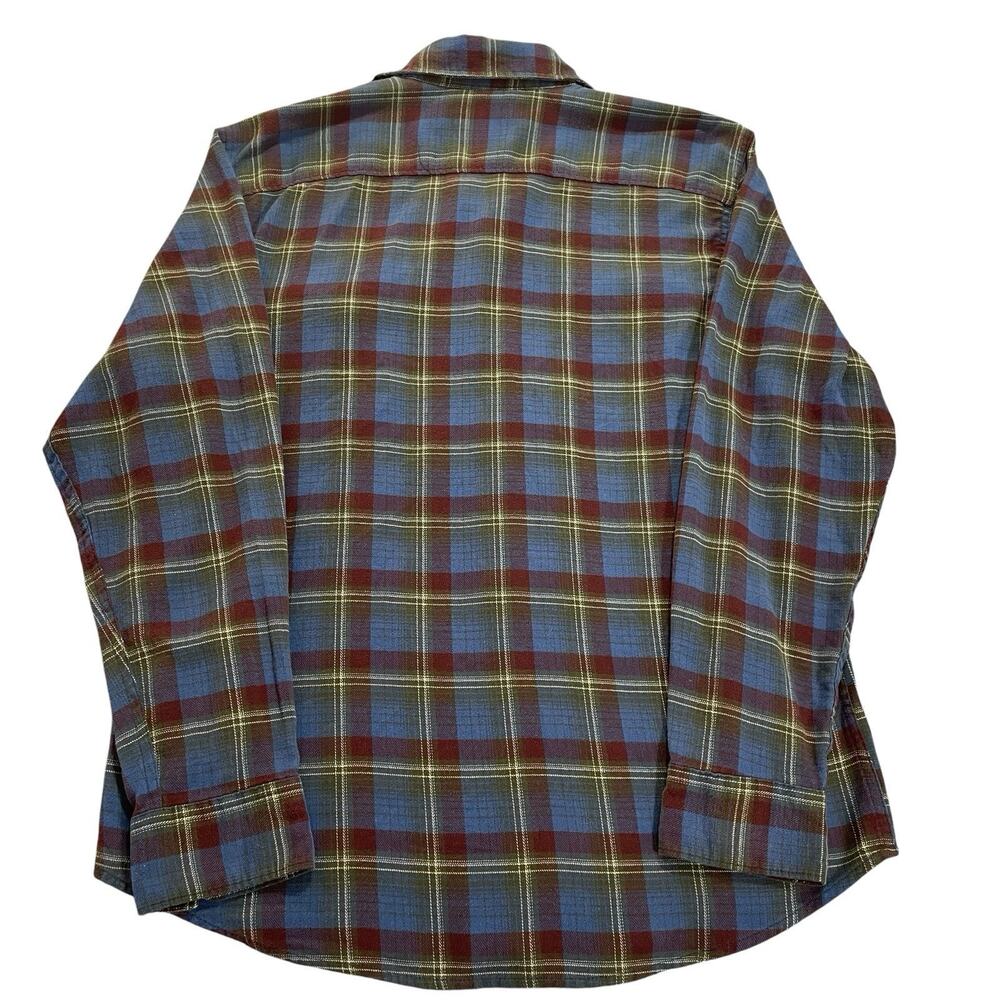 Wrangler Flannel Shirt Men's Large Plaid Long Sleeve Flap Button Pockets Western - Picture 4 of 8